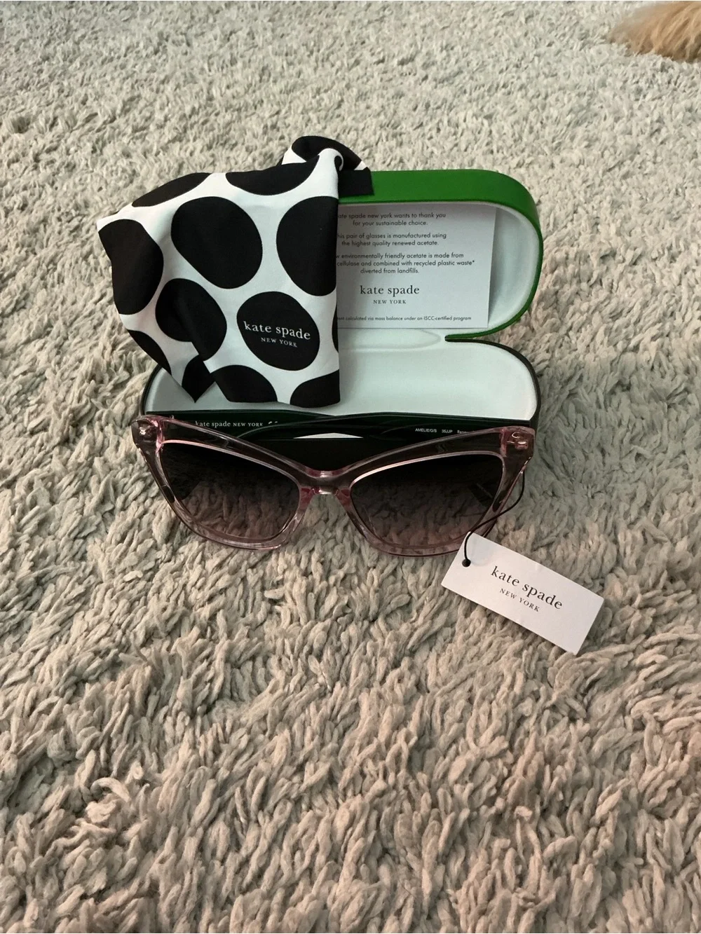 NWT Kate spade Pink Transparent Cat Eye Sunglasses preppy luxury resort wear